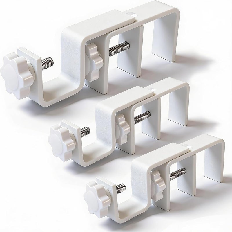 Mimiio Over Blinds Curtain Rod Brackets for Outside Mounted, No-Drill Blinds Curtain Rod Holders for 1.3-2" Rectangular Headrails, Tool-Free & No Wall Damage, Apartment & Renter Friendly (Set of 3, White) - Image 1